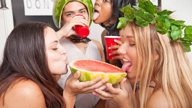 Amateur group sex party in Dare Dorm with real students!