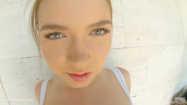 Blonde teen with big naturals has rough anal sex in POV