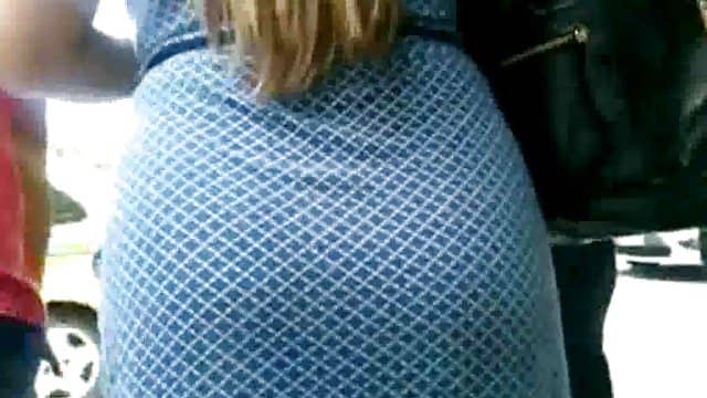 Spying on sexy blonde businesswoman with big round ass