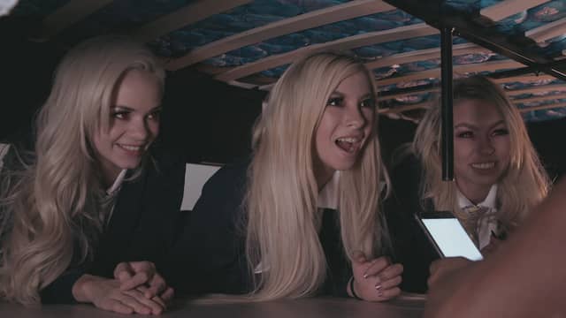 An older man gets tied to bed and used by a gang of young girls