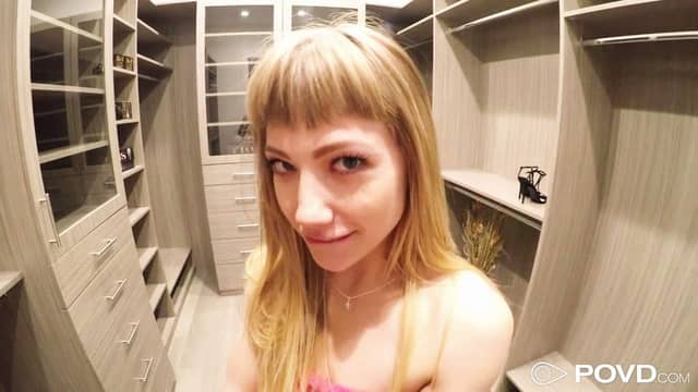 Blonde teen Ivy gets POV fucked to eye rolling climax on the bed